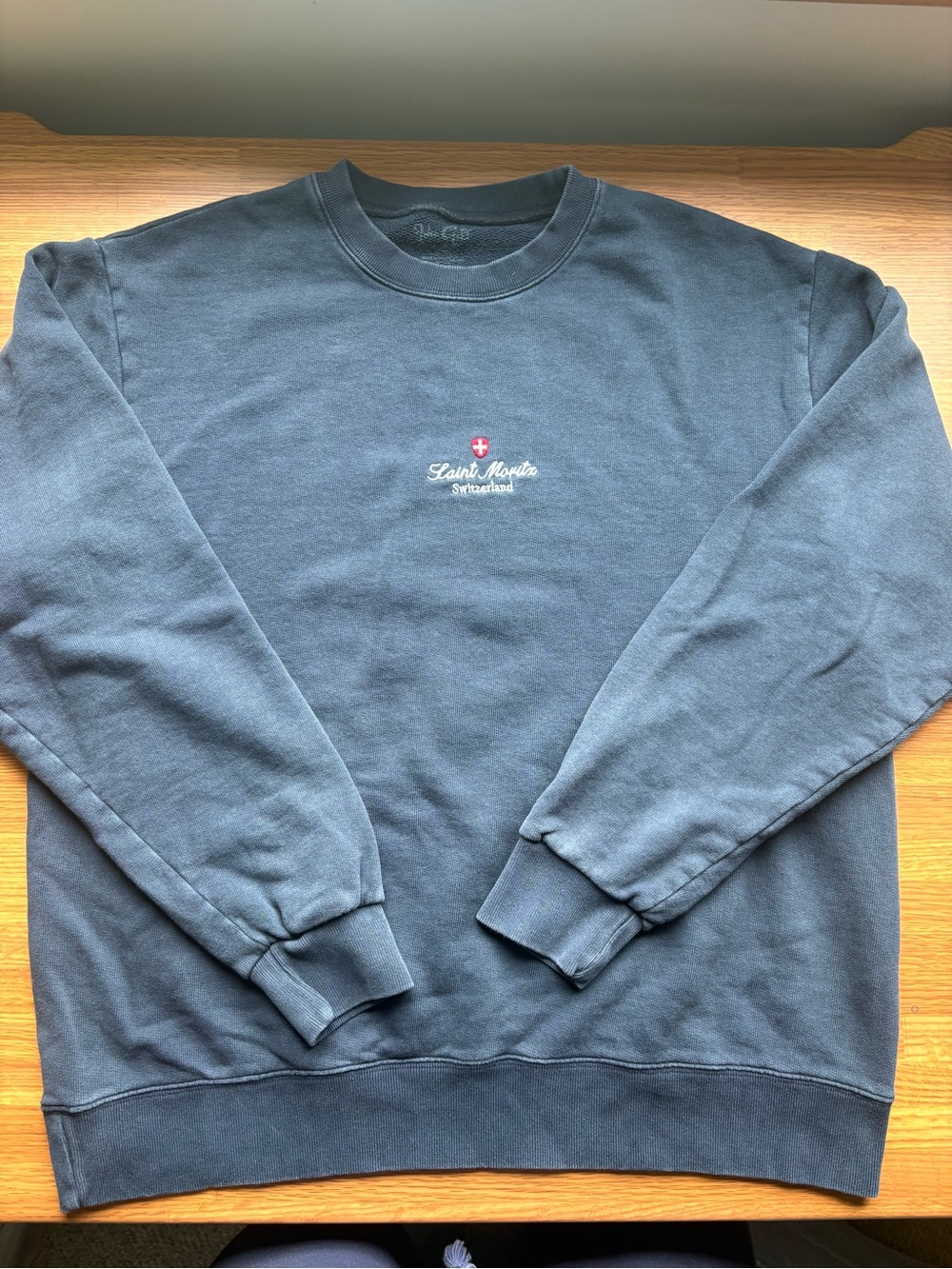 Brandy Melville Navy Crewneck with Small Embroidered Logo